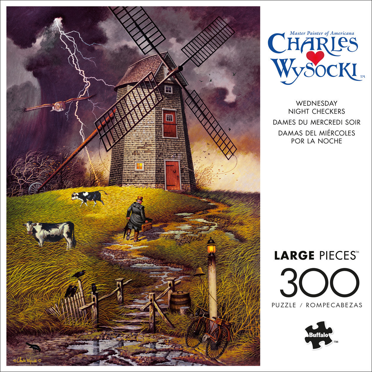 Charles Wysocki: Wednesday Night Checkers 300 Piece Puzzle