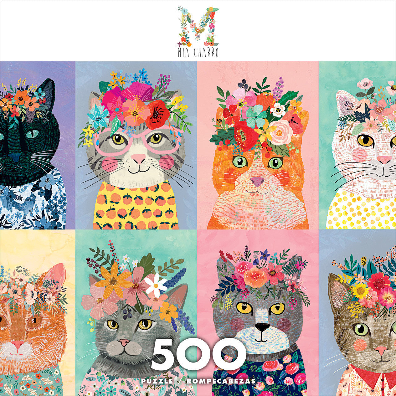 Mia Charro: Colorful Cat Crowns 500 Piece Puzzle