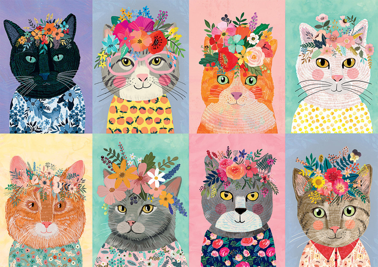 Mia Charro: Colorful Cat Crowns 500 Piece Puzzle