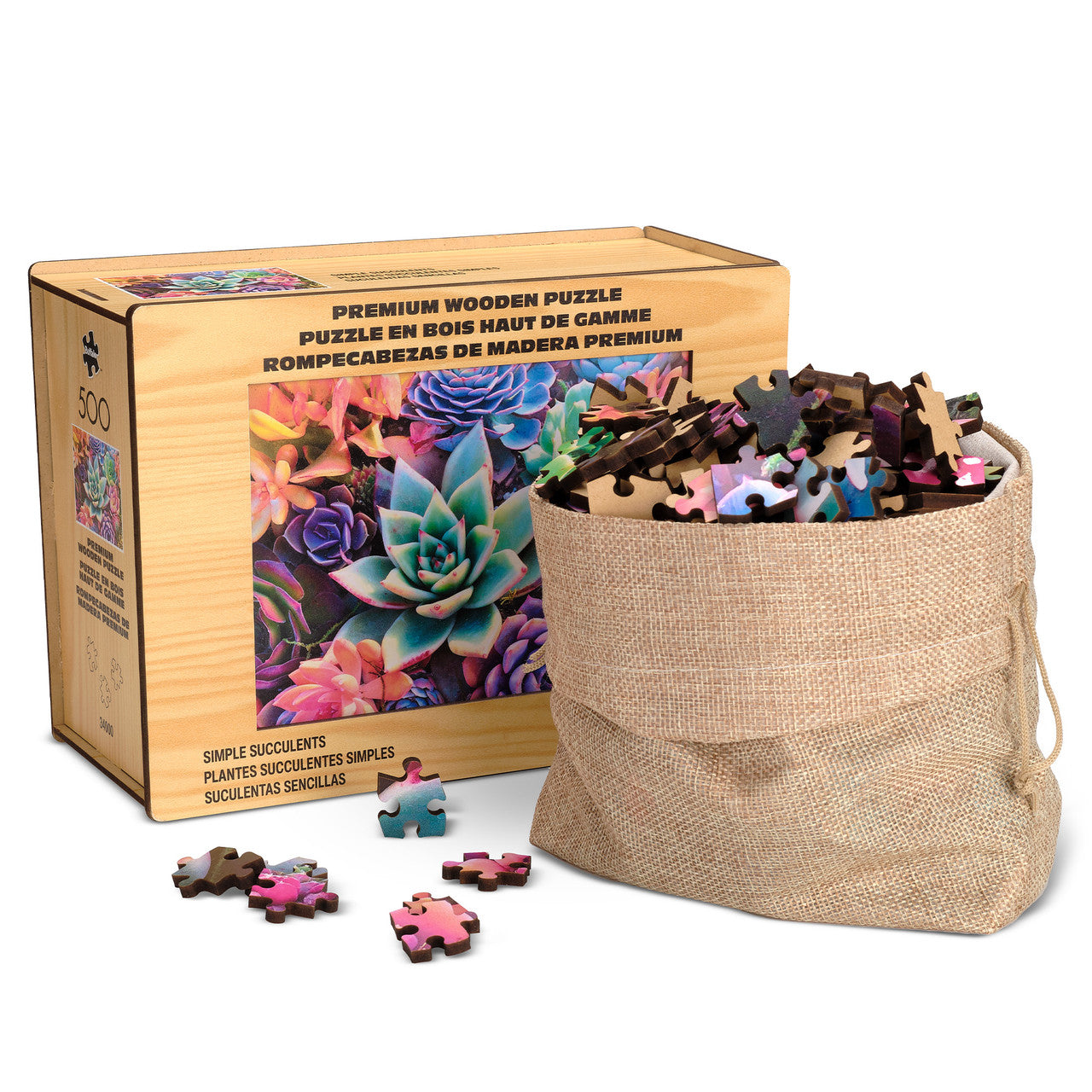 Wood Puzzle: Simple Succulent 500 Piece Puzzle
