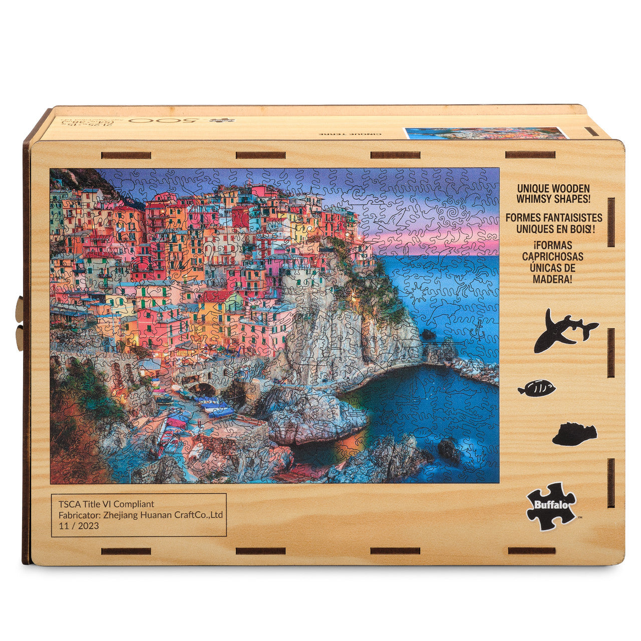 Wood Puzzle: Cinque Terre-Whimsy Pieces 500 Piece Puzzle