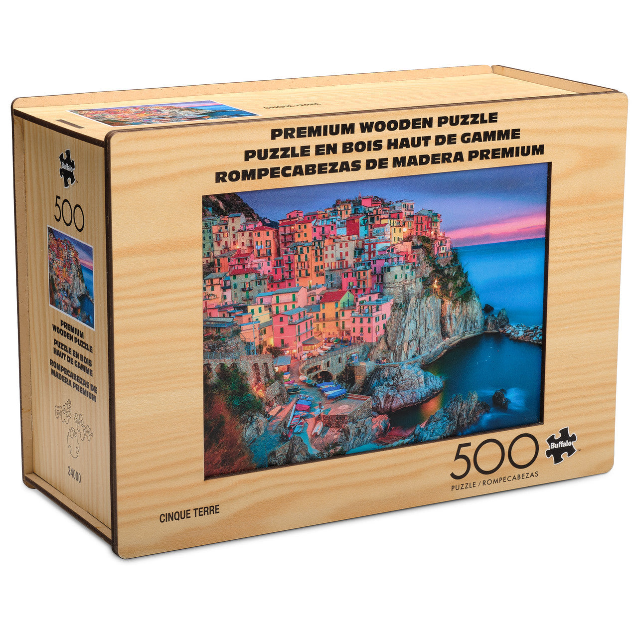 Wood Puzzle: Cinque Terre-Whimsy Pieces 500 Piece Puzzle