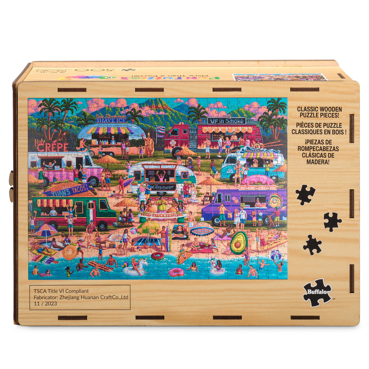 Wood Puzzle: Hawaiian Food Truck Festival 500 Piece Puzzle