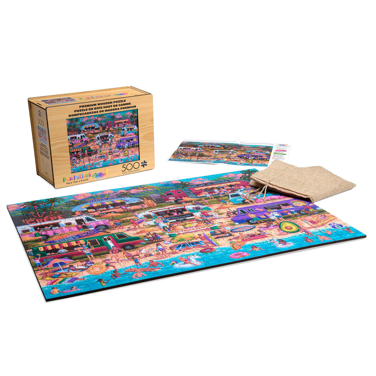 Wood Puzzle: Hawaiian Food Truck Festival 500 Piece Puzzle