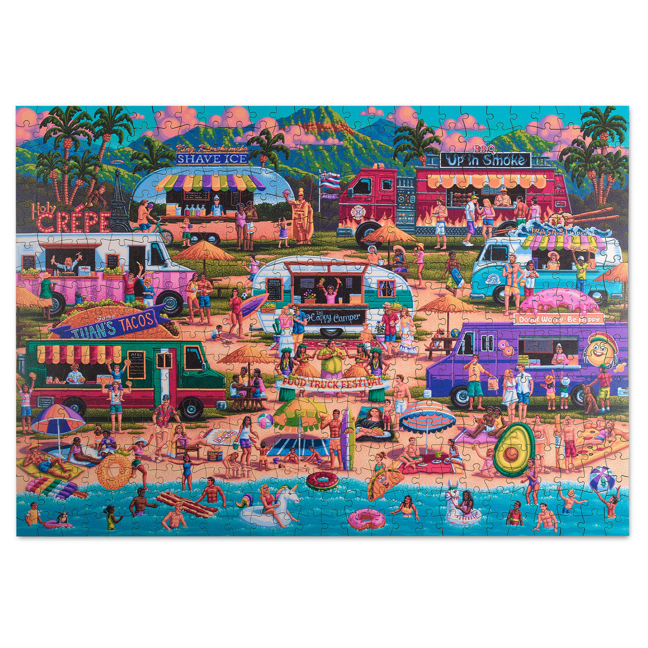 Wood Puzzle: Hawaiian Food Truck Festival 500 Piece Puzzle