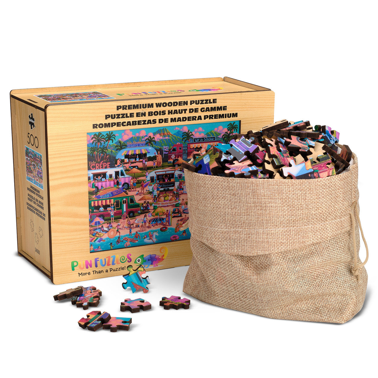 Wood Puzzle: Hawaiian Food Truck Festival 500 Piece Puzzle