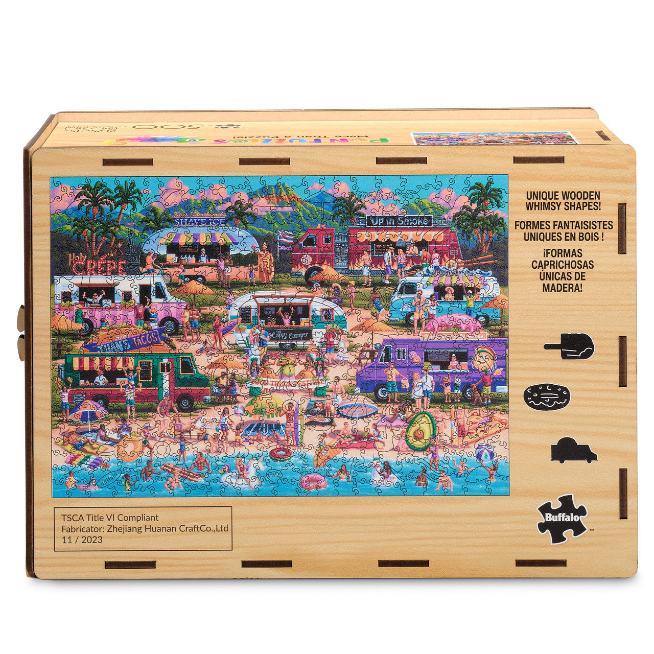 Wood Puzzle: Hawaiian Food Truck Festival-Whimsy Pieces 500 Piece Puzzle