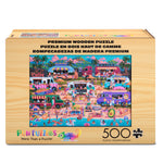 Wood Puzzle: Hawaiian Food Truck Festival-Whimsy Pieces 500 Piece Puzzle