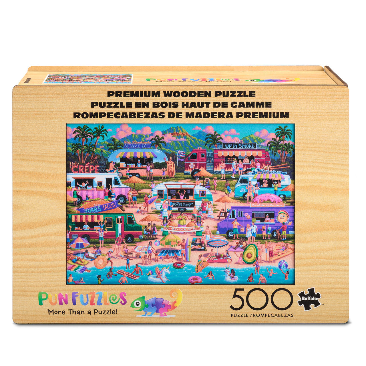Wood Puzzle: Hawaiian Food Truck Festival-Whimsy Pieces 500 Piece Puzzle