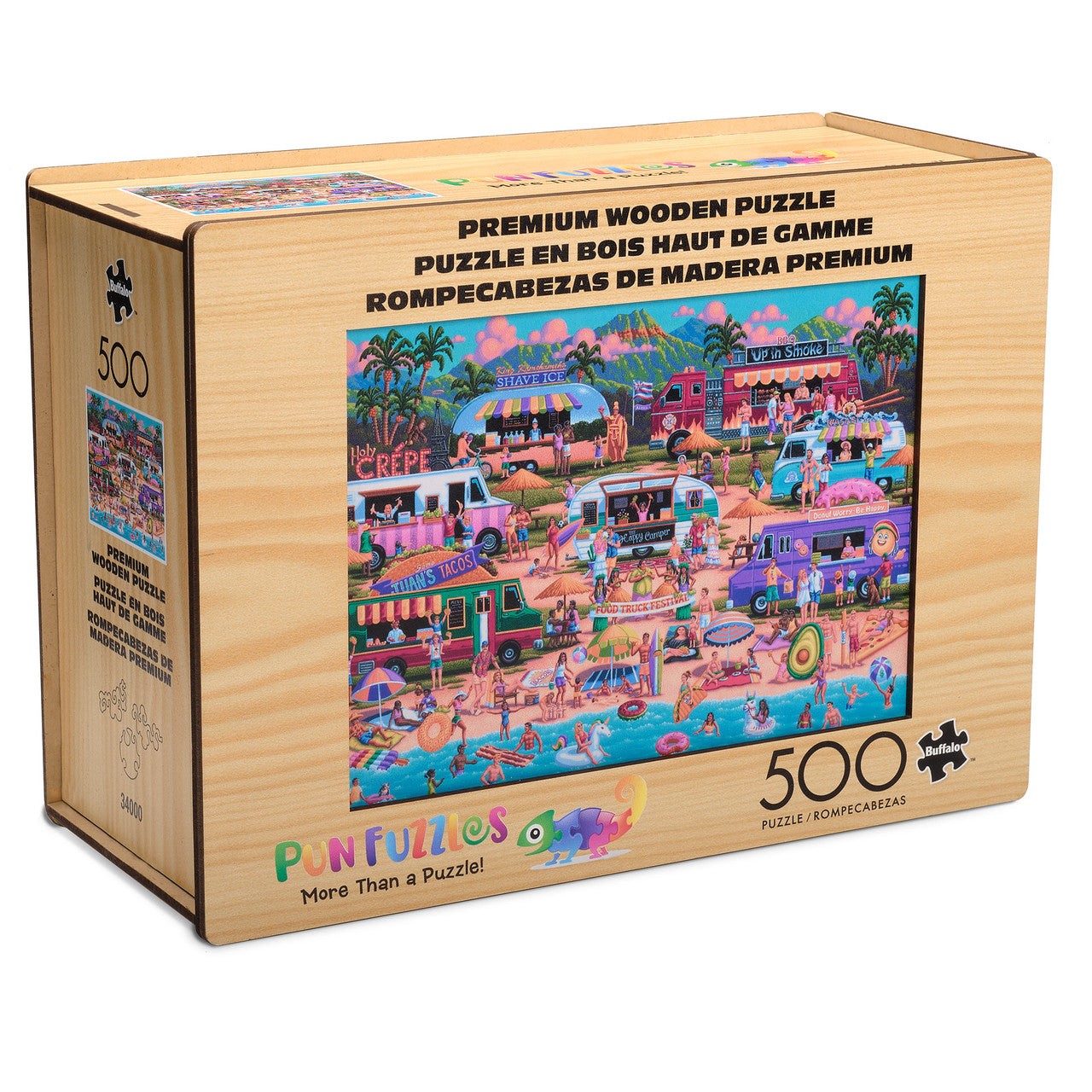 Wood Puzzle: Hawaiian Food Truck Festival-Whimsy Pieces 500 Piece Puzzle