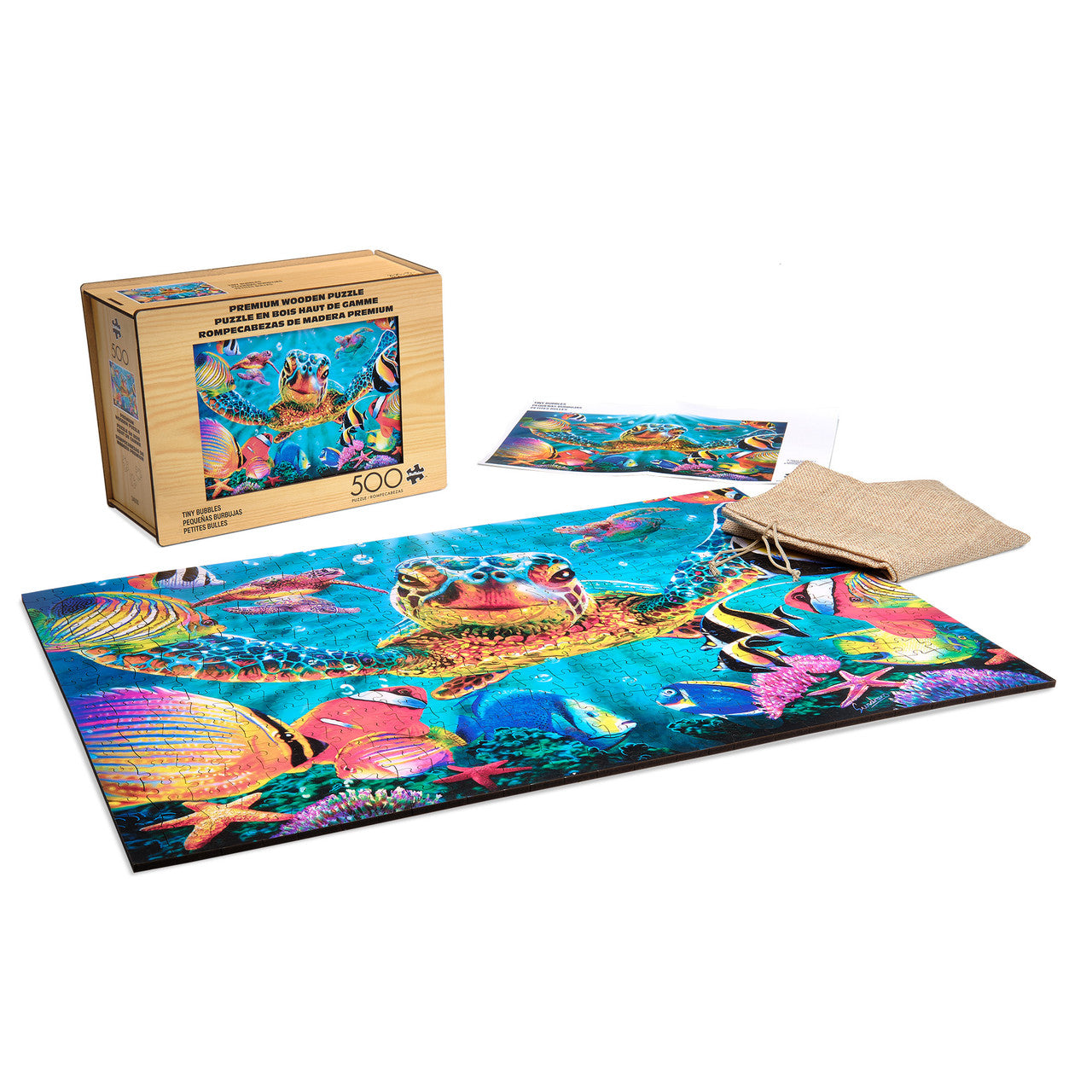 Wood Puzzle: Tiny Bubbles 500 Piece Puzzle