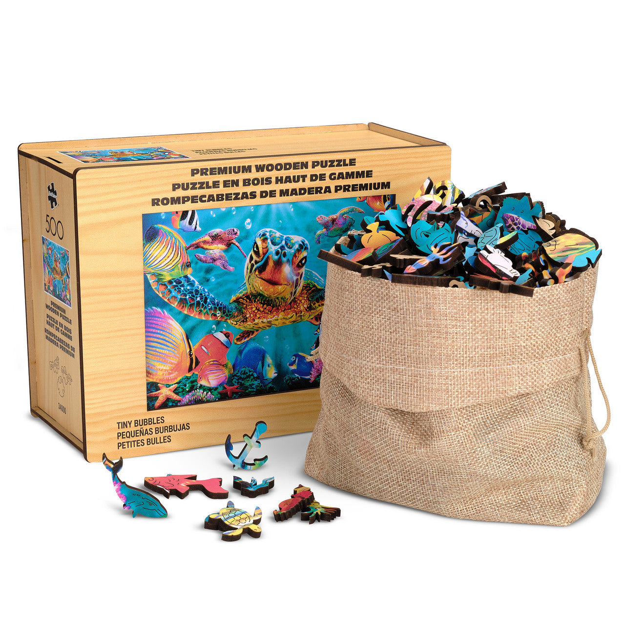 Wood Puzzle: Tiny Bubbles-Whimsy Pieces 500 Piece Puzzle