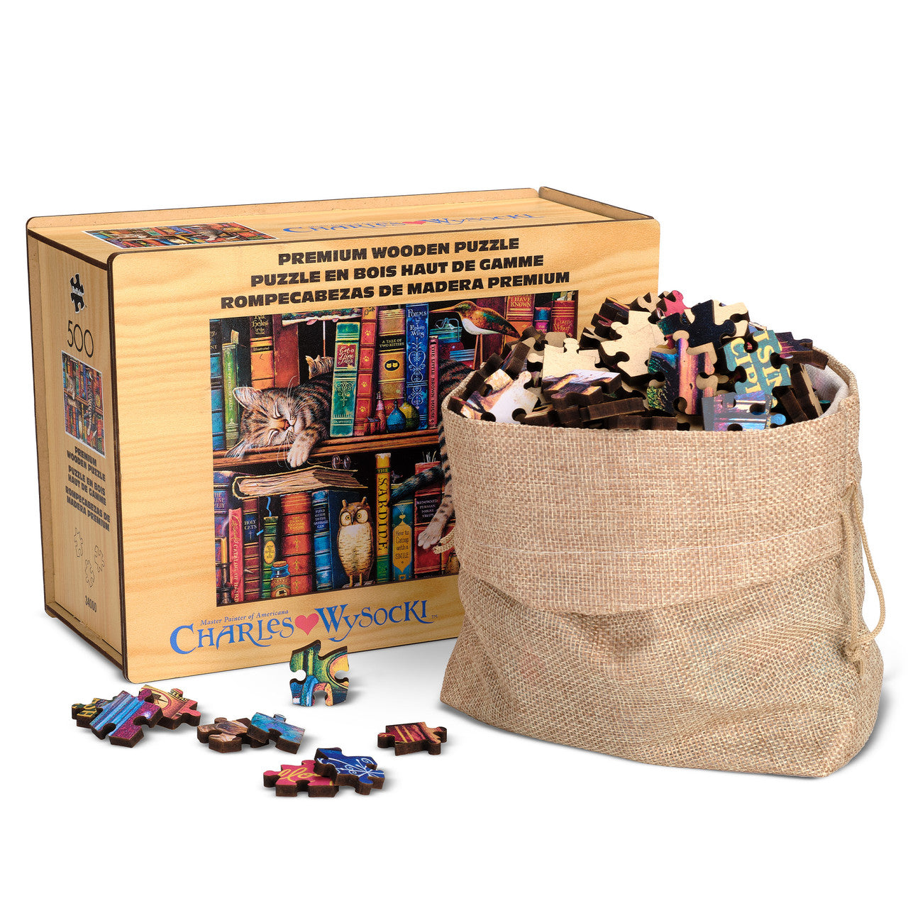 Wood Puzzle: Charles Wysocki: Frederick the Literate 500 Piece Puzzle