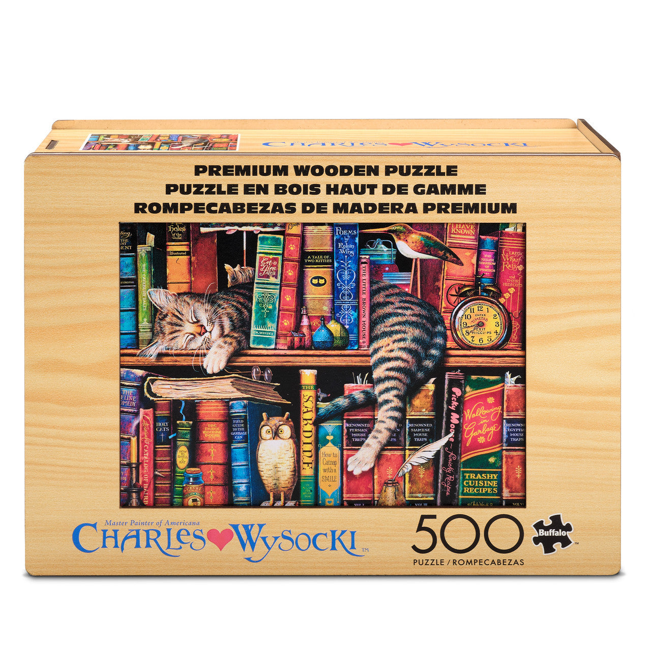 Wood Puzzle: Charles Wysocki: Frederick the Literate-Whimsy Pieces 500 Piece Puzzle