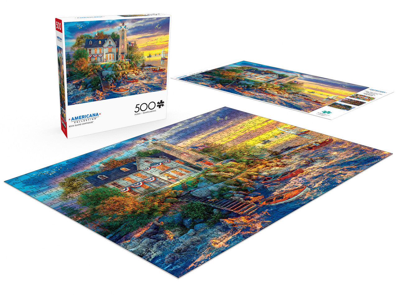 AMERICANA: Rock Island Lighthouse 500 Piece Jigsaw Puzzle