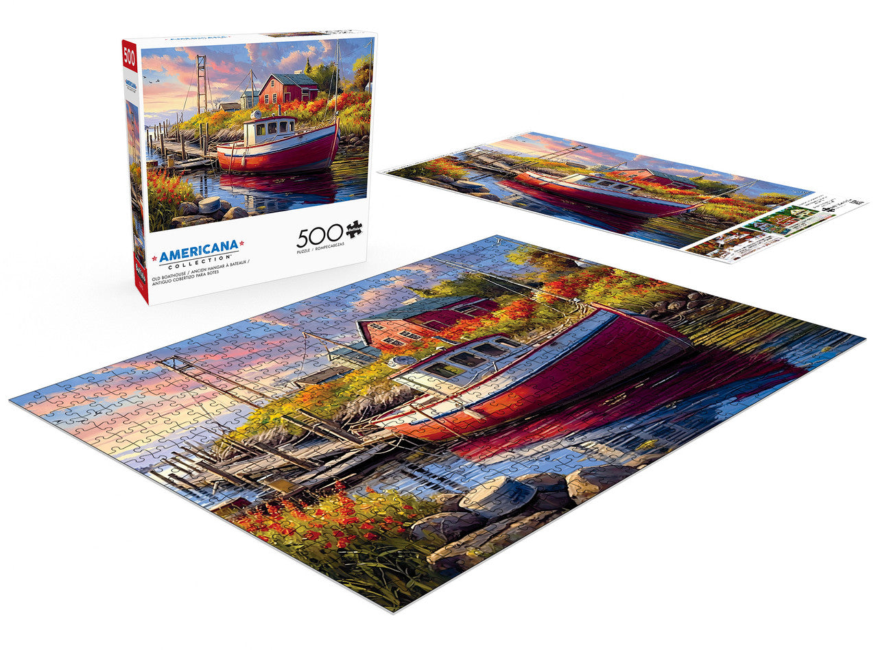 AMERICANA: Old Boathouse 500 Piece Puzzle