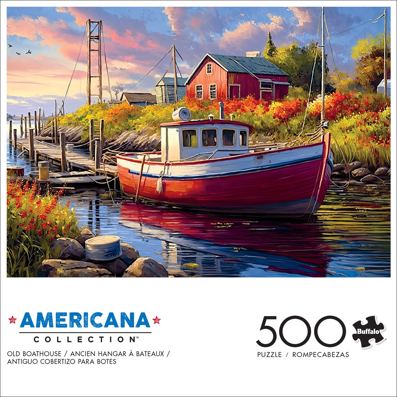AMERICANA: Old Boathouse 500 Piece Puzzle