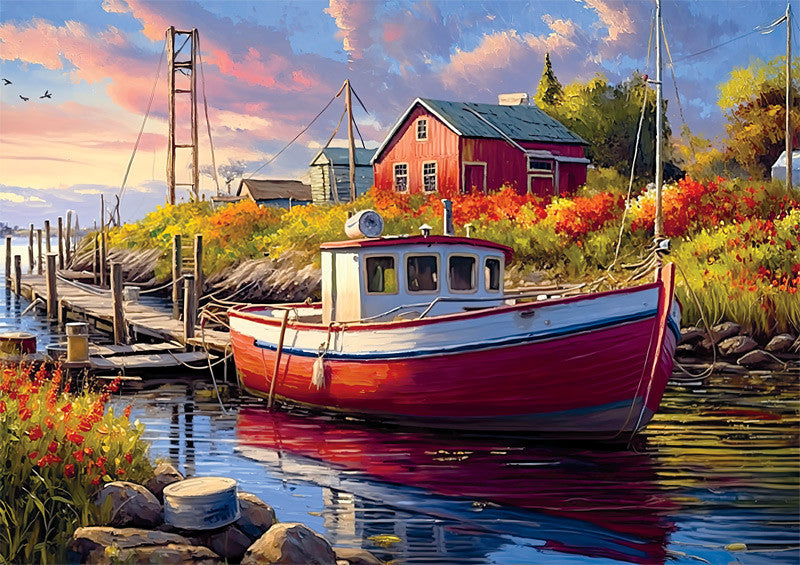 AMERICANA: Old Boathouse 500 Piece Puzzle
