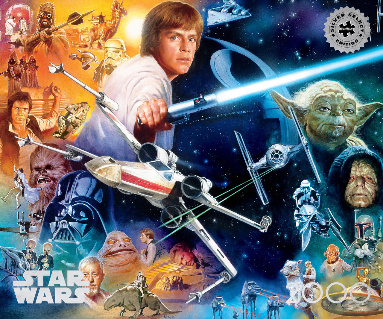 Star Wars - The Force is Strong with this One 2000 Piece Puzzle (Silver Select Edition - Giftable package with silver foil accents)