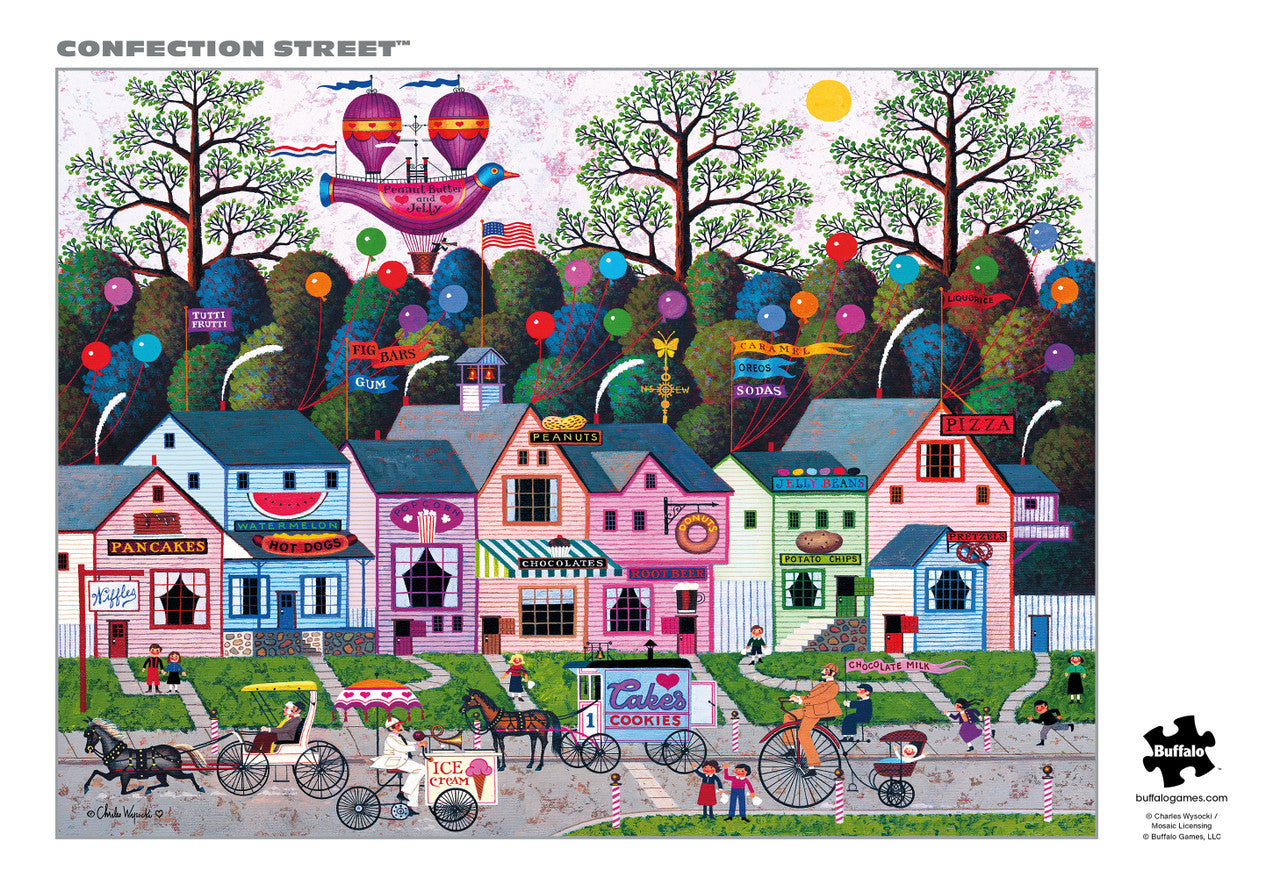 Charles Wysocki - Confection Street 1000 Piece Puzzle - Silver Select: Giftable Box With Silver Foil Accents