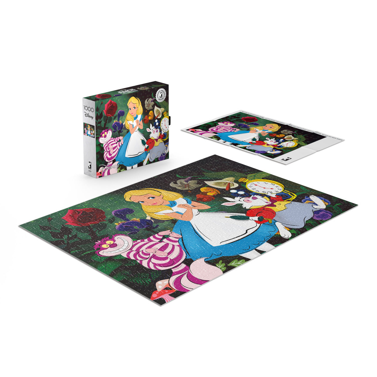 Ceaco Puzzle: Disney - Alice in Wonderland, Alice and Friends 1000 Piece Puzzle (Silver Select Edition) - Giftable Package With Silver Foil Accents