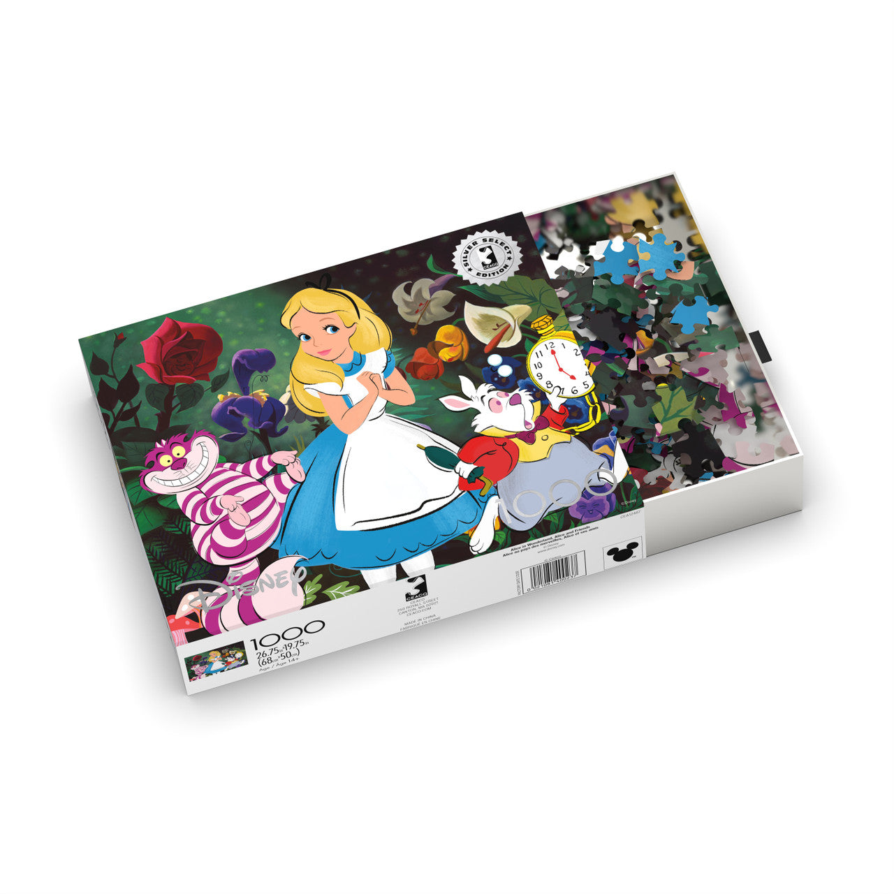 Ceaco Puzzle: Disney - Alice in Wonderland, Alice and Friends 1000 Piece Puzzle (Silver Select Edition) - Giftable Package With Silver Foil Accents
