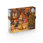 Ceaco Puzzle: Beauty and the Beast Christmas Celebration 1000 Piece Puzzle (Silver Select Edition) - Giftable Package With Silver Foil Accents