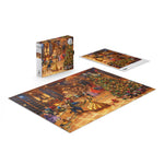 Ceaco Puzzle: Beauty and the Beast Christmas Celebration 1000 Piece Puzzle (Silver Select Edition) - Giftable Package With Silver Foil Accents