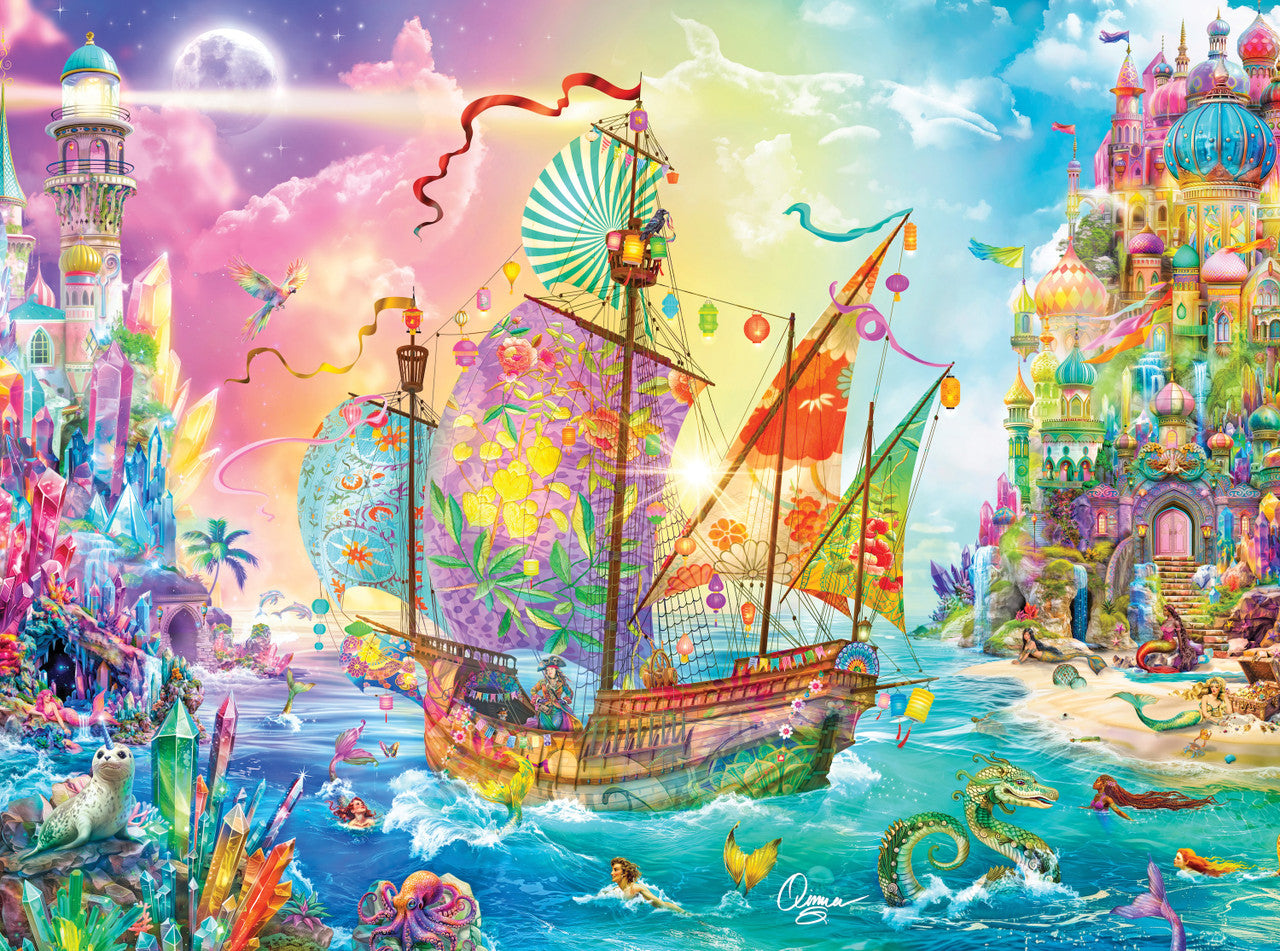 Aimee Stewart: Crystal Dreamship Harbor 1000 Piece Puzzle (Silver Select Edition) - Giftable Package With Silver Foil Accents