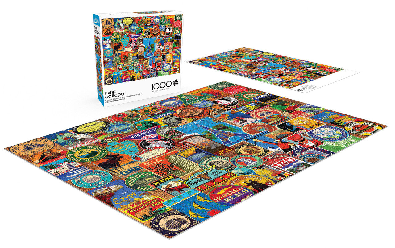 Classic Collage: Suitcase Stickers 1000 Piece Puzzle