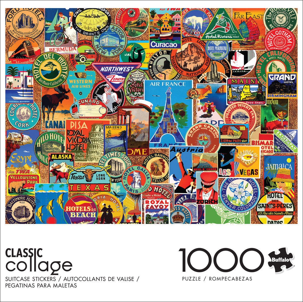 Classic Collage: Suitcase Stickers 1000 Piece Puzzle