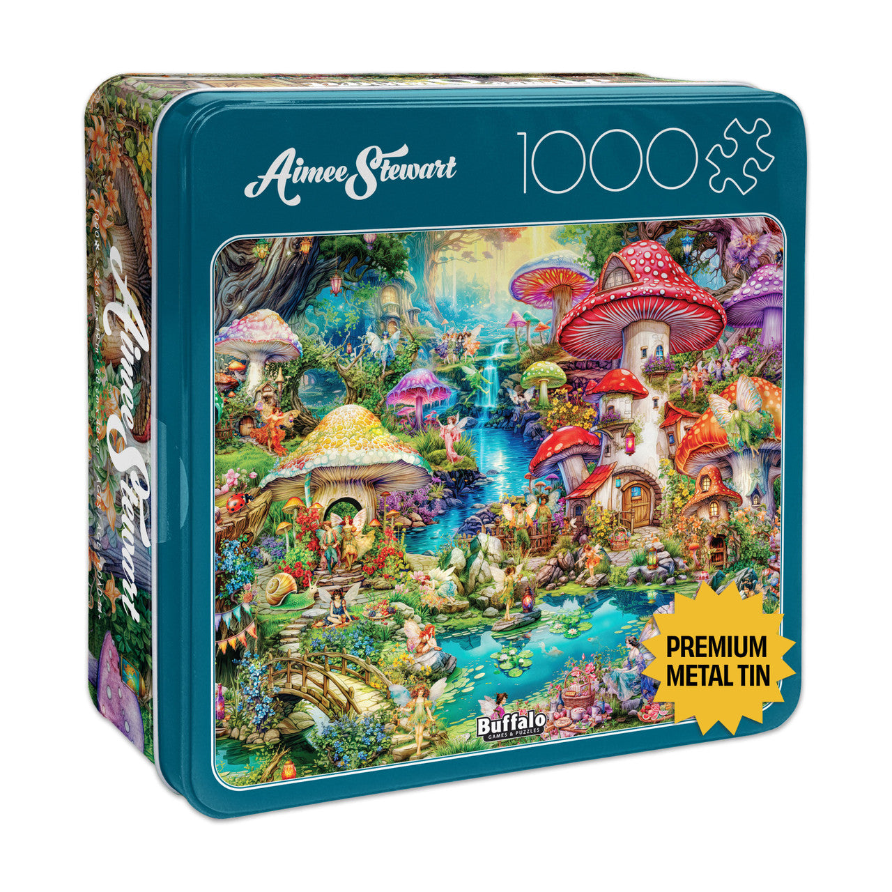 Collector's Tin: Aimee Stewart: Merry Mushroom Village Picnic 100 Piece Puzzle