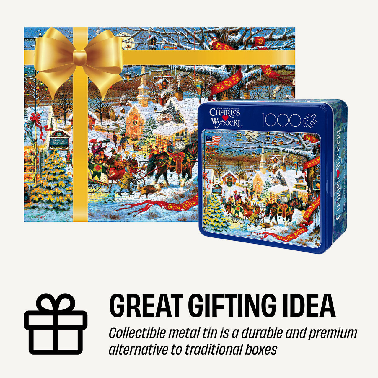 Collector's Tin: Charles Wysocki - Small Town Christmas 1000 Piece Puzzle