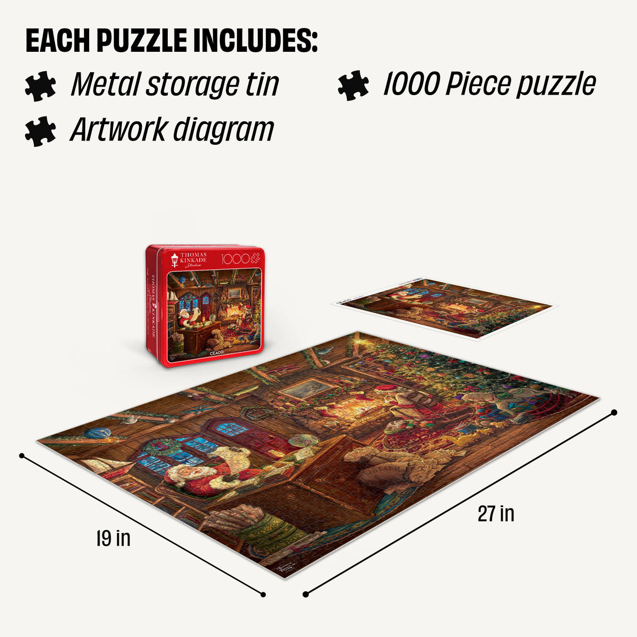 Ceaco: Collector's Tin: Thomas Kinkade Santa Checking His List 1000 Piece Puzzle
