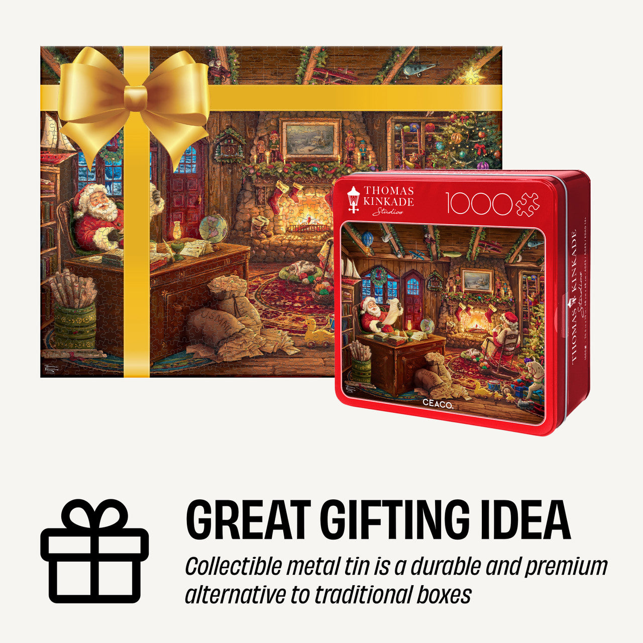 Ceaco: Collector's Tin: Thomas Kinkade Santa Checking His List 1000 Piece Puzzle