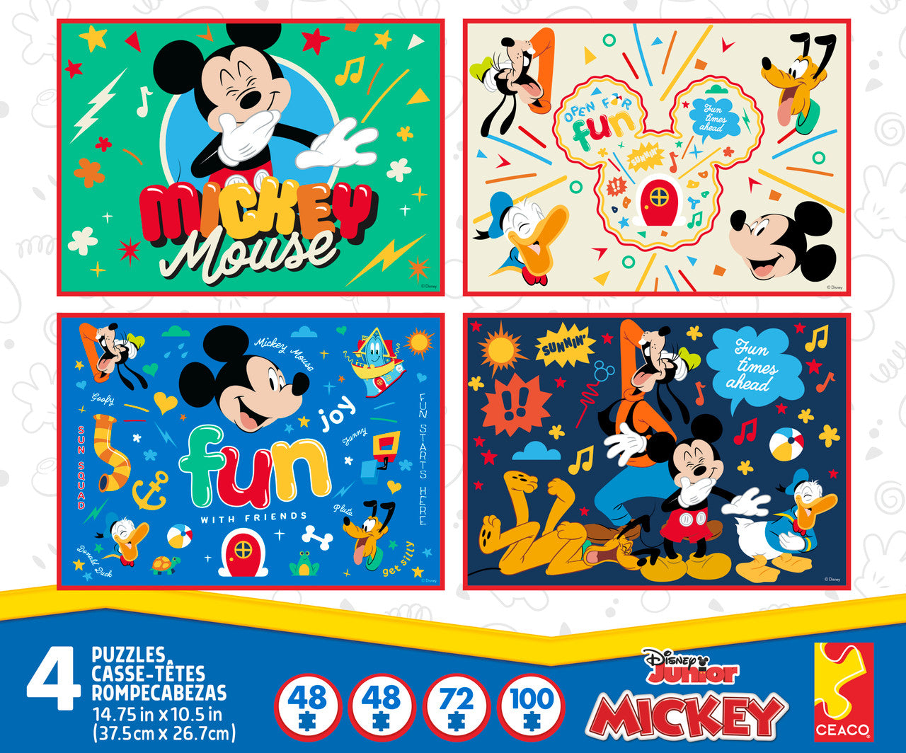 Ceaco Puzzle: Disney Mickey Mouse Puzzles - Multipack 4 Puzzles - 48-100 Pieces