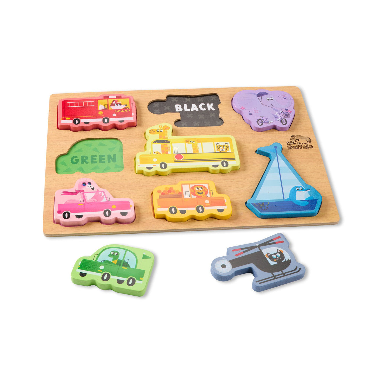 Little Buffalo - 4 Pack Wooden Jigsaw Puzzles for Kids Ages 3+
