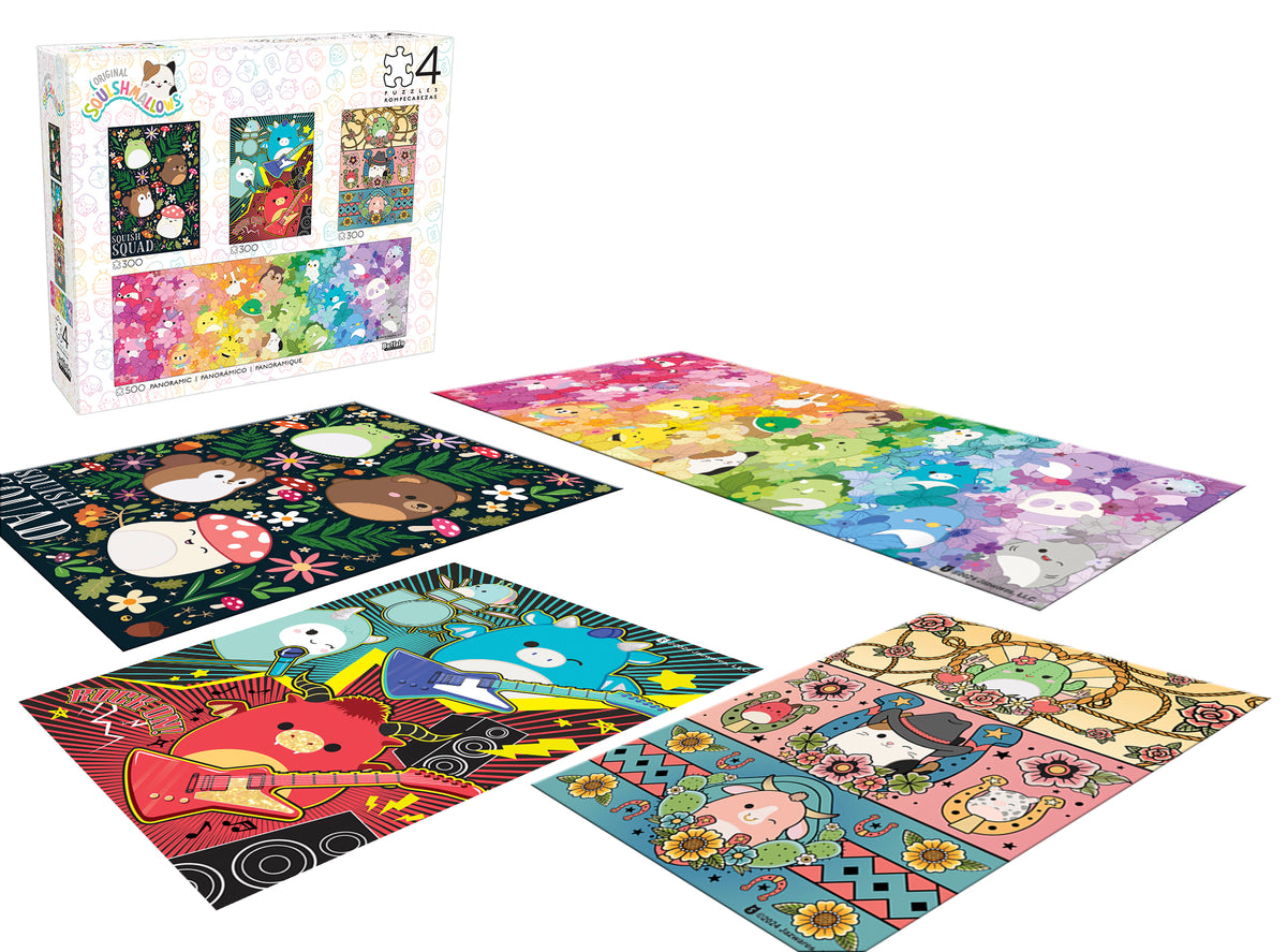 4 X 1 Multipack - Squish Multipack 2024 Squishmallows 500 & 300 Piece Puzzles