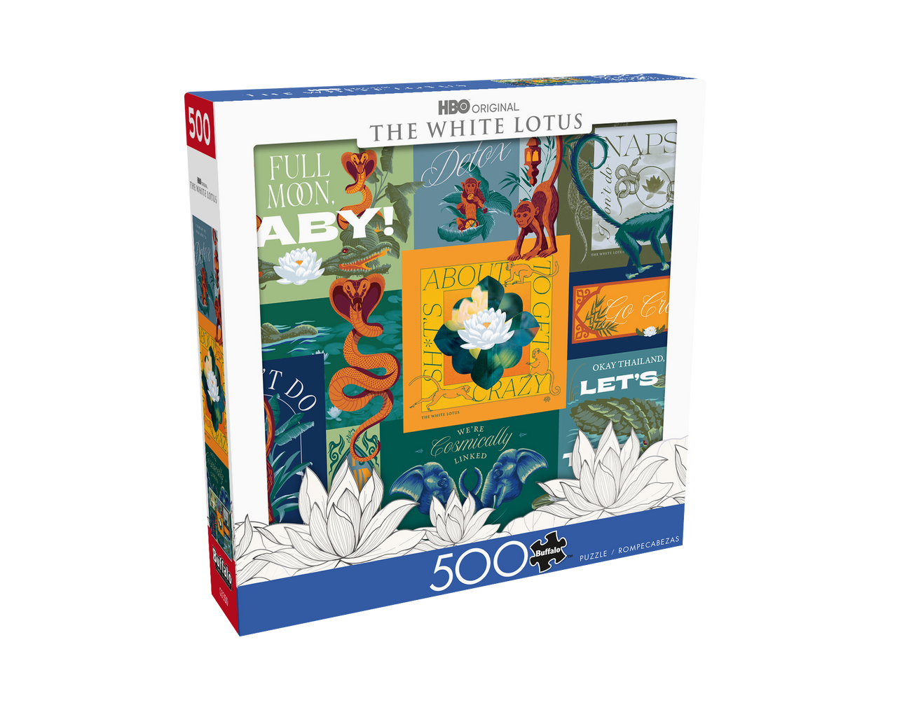 White Lotus Collage 500 Piece Puzzle