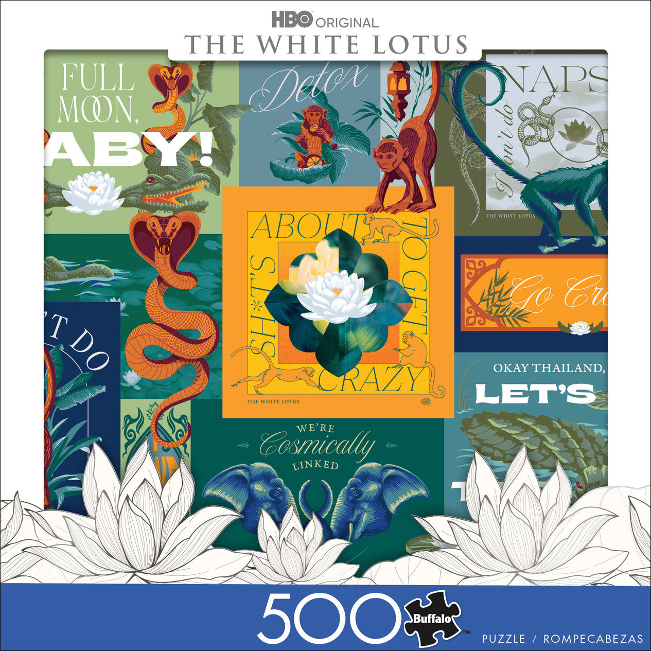 White Lotus Collage 500 Piece Puzzle