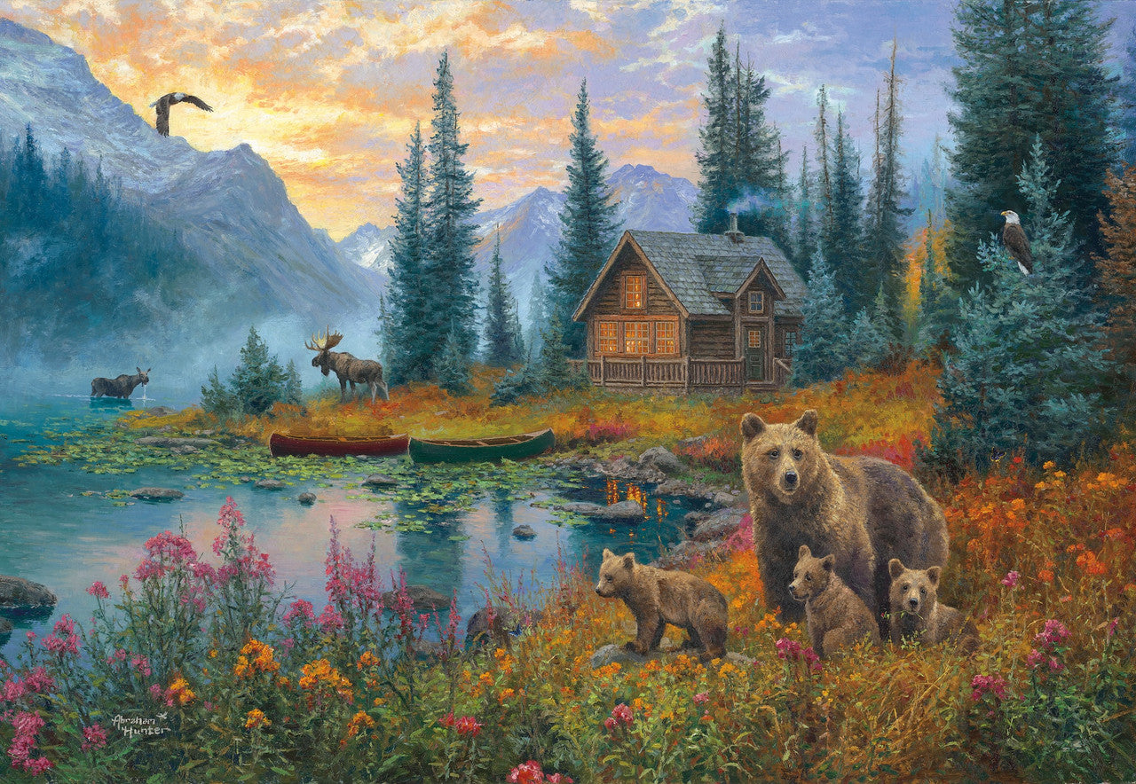 Abraham Hunter: Wilderness Retreat 2000 Piece Puzzle - Silver Select: Giftable Box With Silver Foil Accents