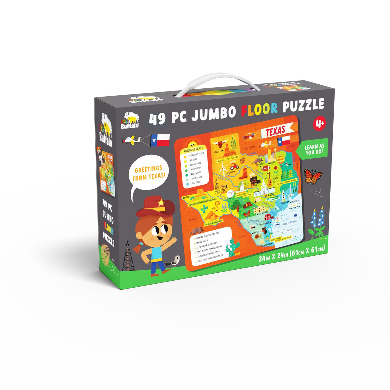 Little Buffalo State Puzzle 49-Piece Texas Jigsaw Puzzle - Kids Puzzles: Ages 4+