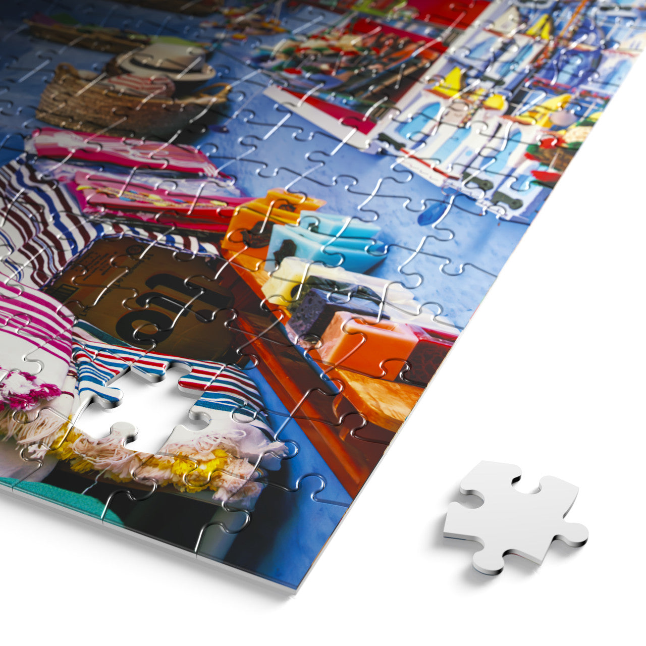 blanc Blue City of Morocco 300 Piece Jigsaw Puzzle Pieces