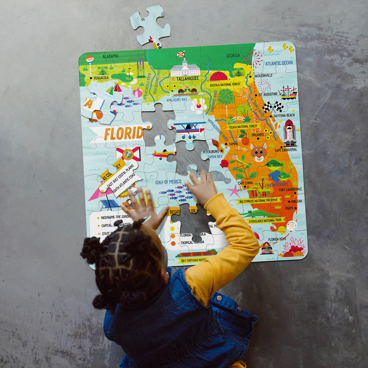 Little Buffalo State Puzzle 49-Piece Florida Jigsaw Puzzle - Kids Puzzles: Ages 4+