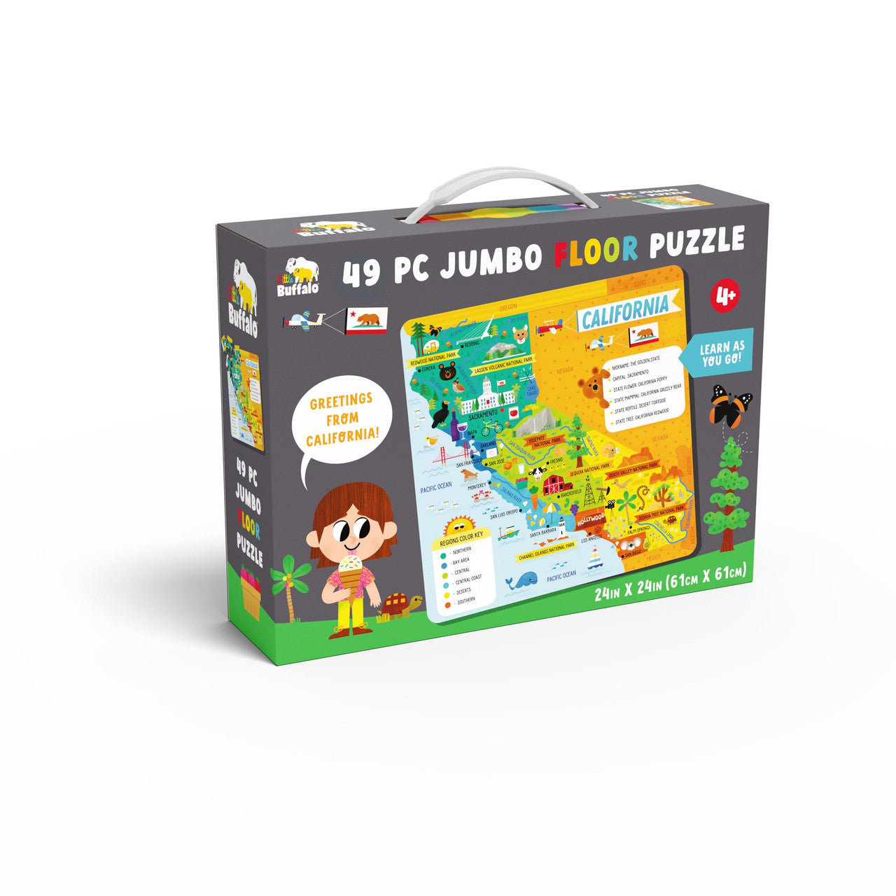 Little Buffalo State Puzzle 49-Piece California Jigsaw Puzzle - Kids Puzzles: Ages 4+