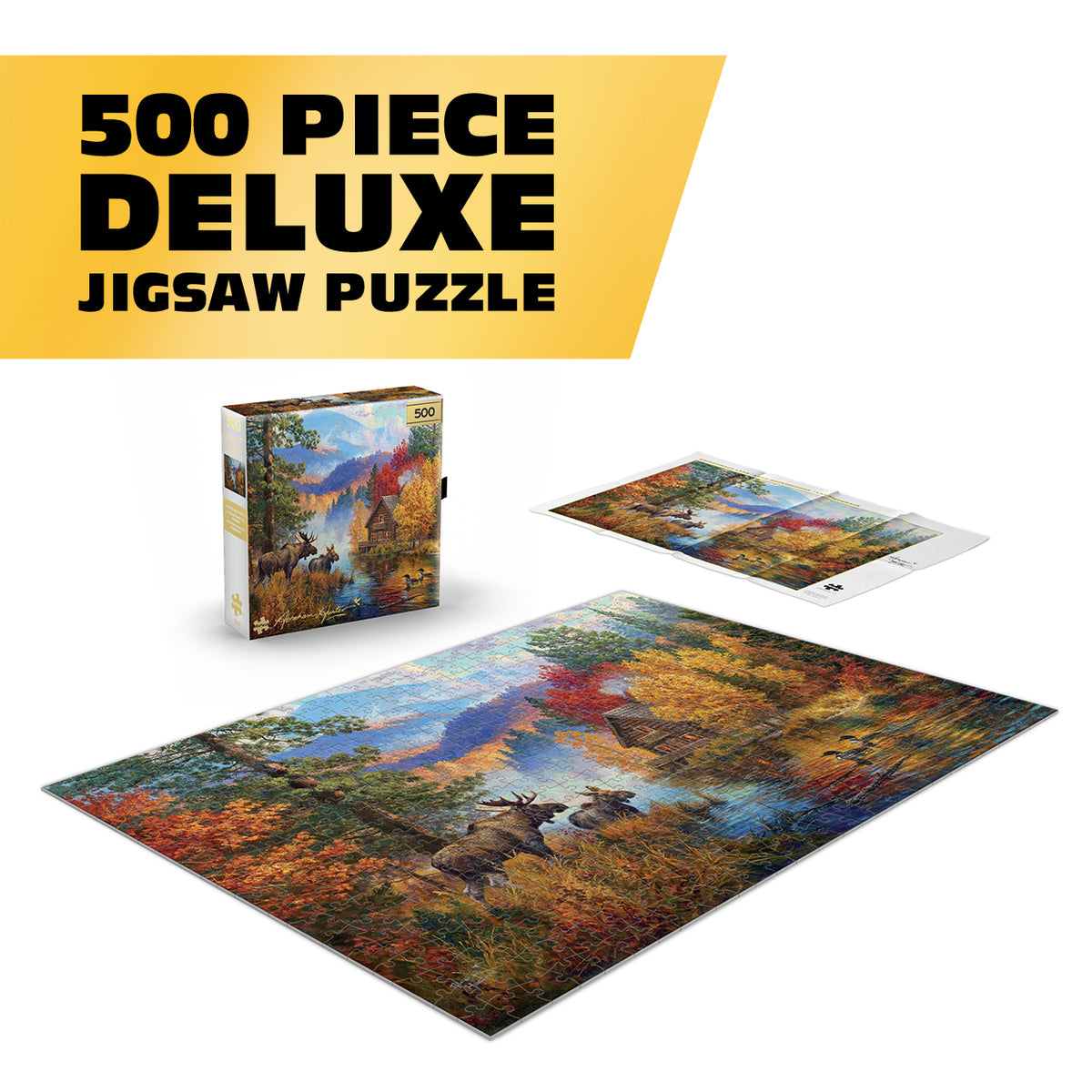 Gold Collection – Adirondack Lake 500 Piece Jigsaw Puzzle - Abraham Hunter
