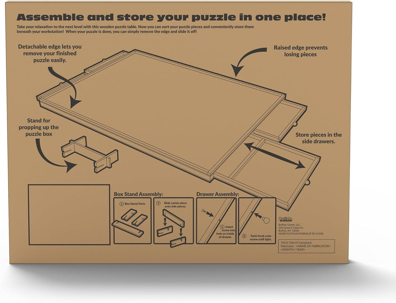 Wooden Puzzle Table with Drawers - For 1000 Piece Jigsaw Puzzles