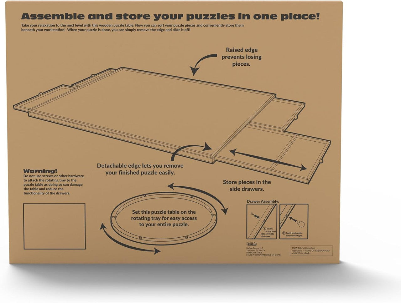 Wooden Puzzle Table with Drawers - For 2000 Piece Jigsaw Puzzles