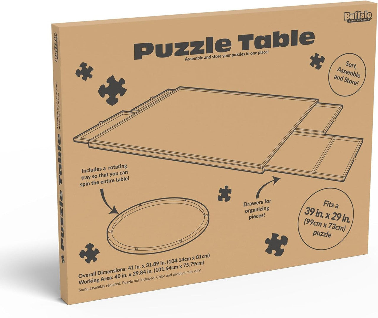 Wooden Puzzle Table with Drawers - For 2000 Piece Jigsaw Puzzles