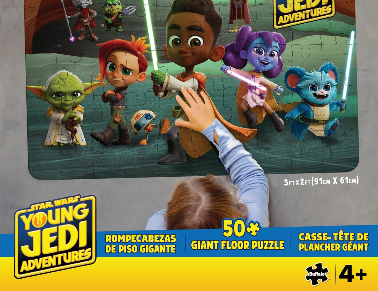 Star Wars - Young Jedi Adventures - 50 Piece Floor Puzzle Puzzle Perfect for Game Nights - Jumbo Pieces - Finished Size is 3ft x 2ft